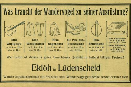 Was braucht der Wandervogel zu seiner Ausrüstung -Wandervogel. Monatsschrift für Deutsches Jugendwandern, 8. Jg. Heft 1 De quel équipement a besoin un Wandervogel?
